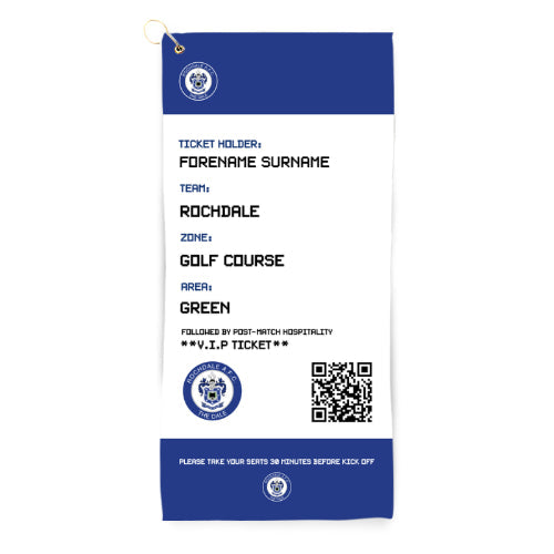 Personalised Rochdale FC Ticket Golf Towel - Golf Towels at Gift Moments