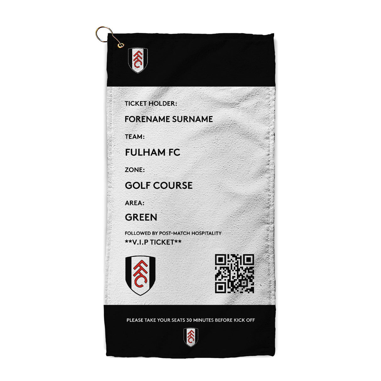 Personalised Fulham FC Ticket Golf Towel