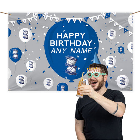 Personalised Birmingham City FC Birthday Banner 5ft x 3ft - Flags & Banners at Gift Moments