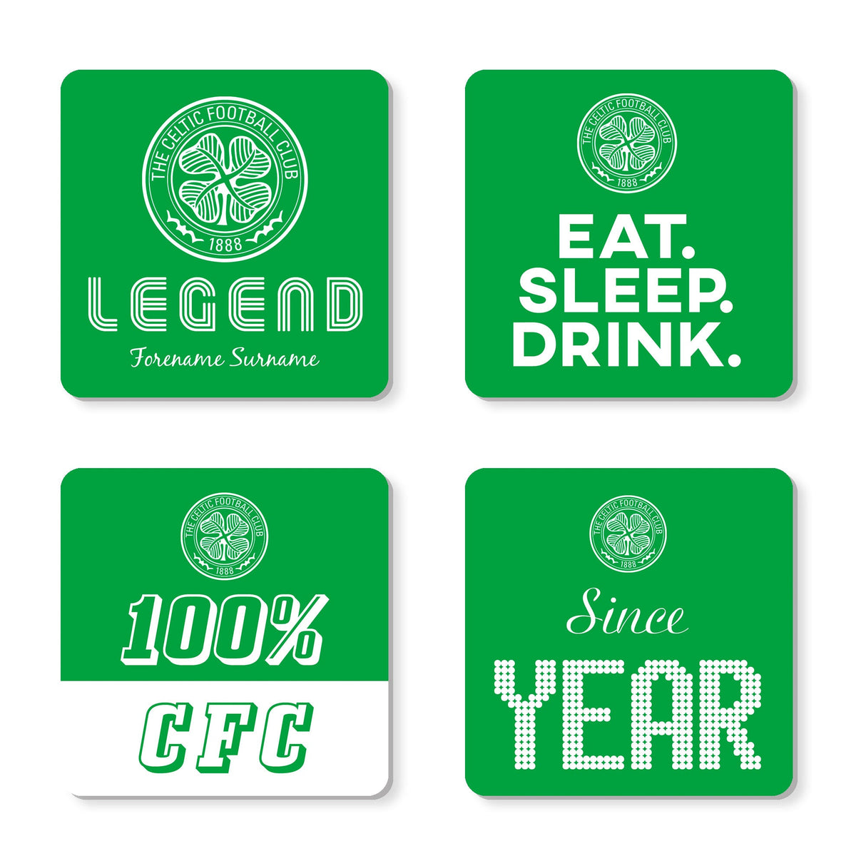 Personalised Celtic FC Coaster Set: 1 - Coasters By Celtic