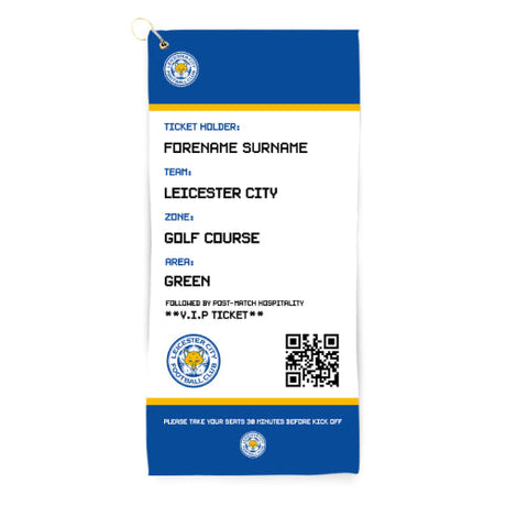 Personalised Leicester City FC Ticket Golf Towel - Golf Towels at Gift Moments