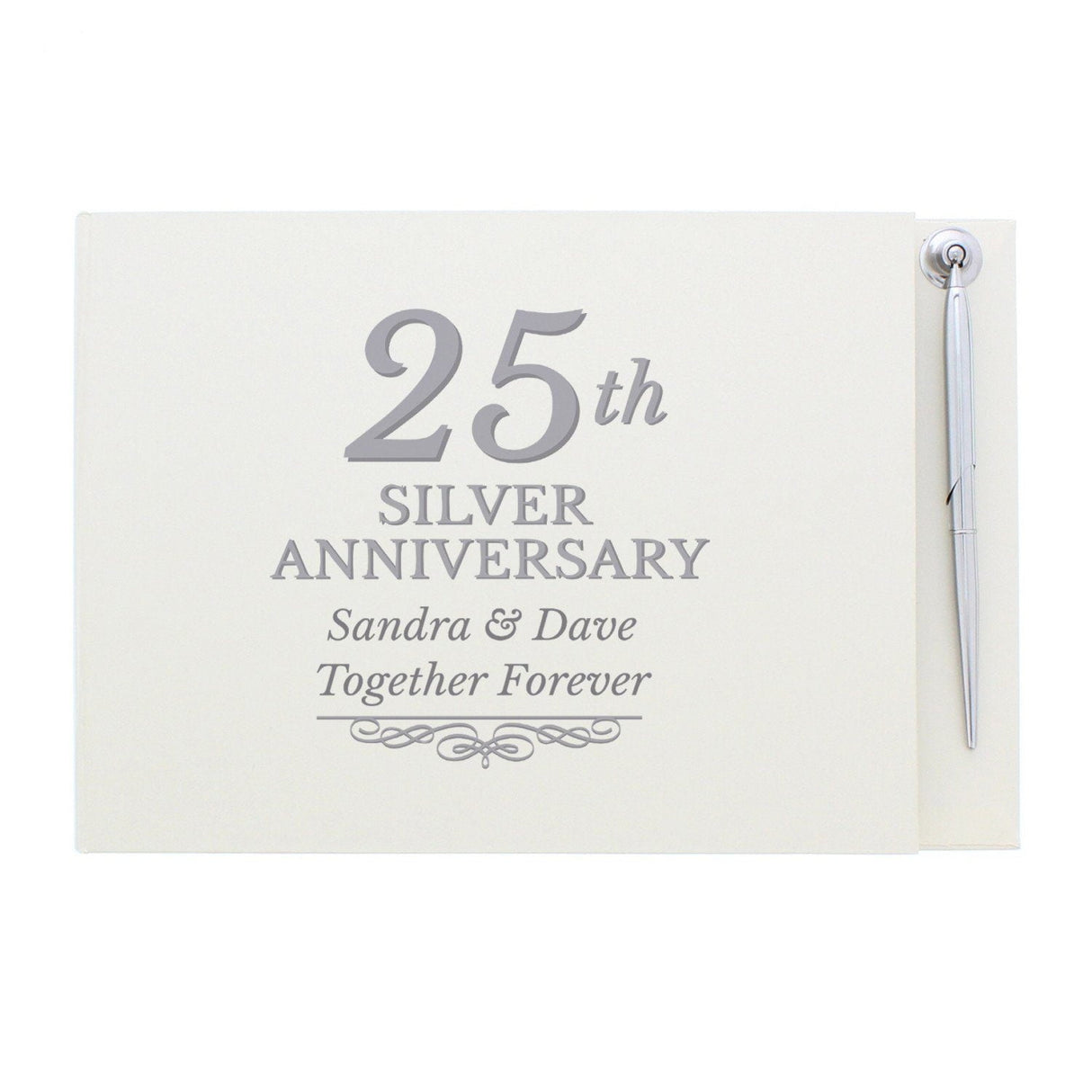 Personalised 25th Anniversary Guest Book & Pen: 3 - Guest Books By Gift Moments