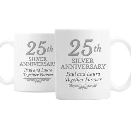 Personalised 25th Silver Anniversary Mug Set - Mugs at Gift Moments