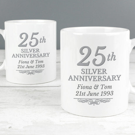 Personalised 25th Silver Anniversary Mug Set - Mugs at Gift Moments