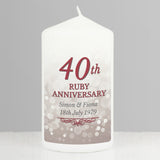 Personalised 40th Ruby Anniversary Candle: 1 - Candles By Gift Moments