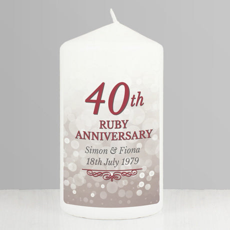 Personalised 40th Ruby Anniversary Candle: 1 - Candles By Gift Moments