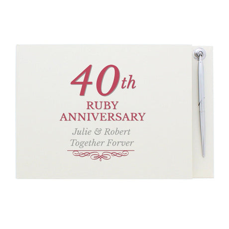 Personalised 40th Ruby Anniversary Guest Book & Pen: 2 - Guest Books By Gift Moments