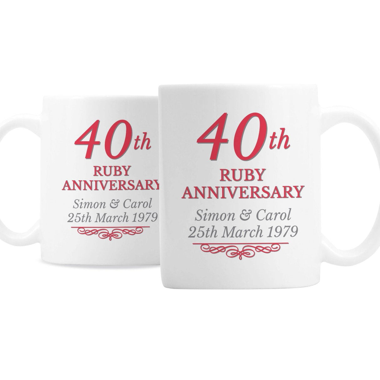 Personalised 40th Ruby Anniversary Mug Set - Mugs at Gift Moments