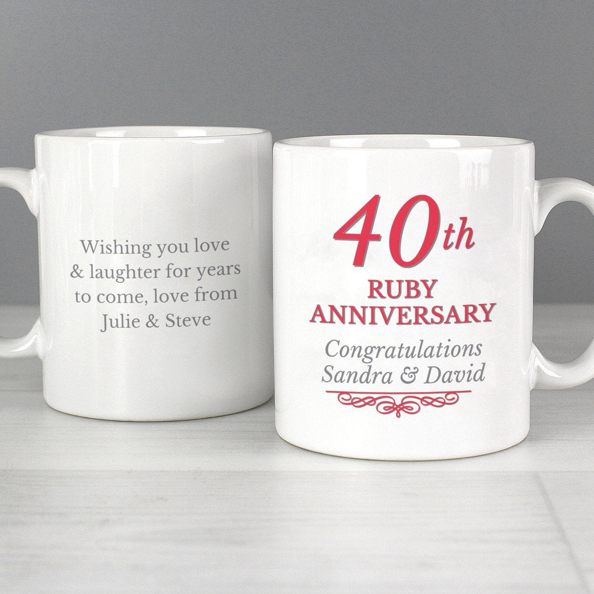 Personalised 40th Ruby Anniversary Mug Set - Mugs at Gift Moments