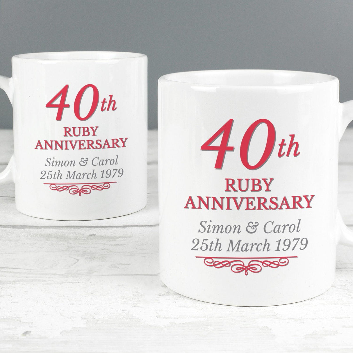 Personalised 40th Ruby Anniversary Mug Set - Mugs at Gift Moments