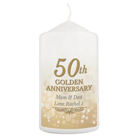 Personalised 50th Golden Anniversary Candle: 2 - Candles By Gift Moments