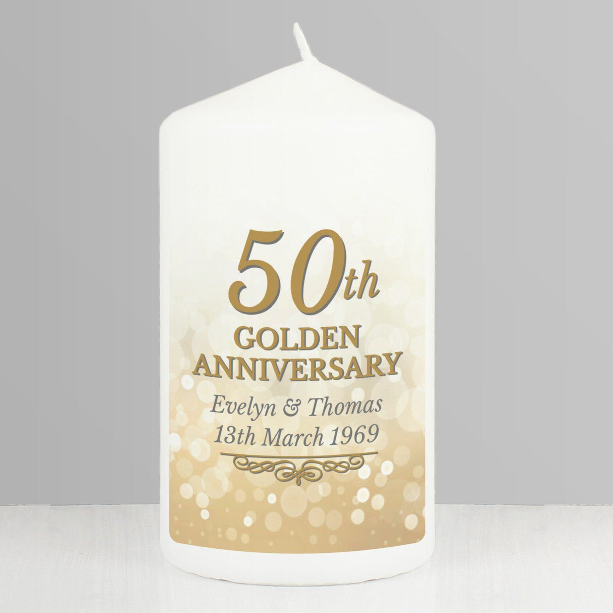 Personalised 50th Golden Anniversary Candle: 3 - Candles By Gift Moments