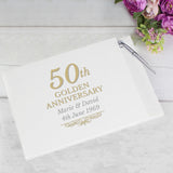 Personalised 50th Golden Anniversary Hardback Guest Book & Pen - Guest Books at Gift Moments