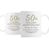 Personalised 50th Golden Anniversary Mug Set - Mugs at Gift Moments