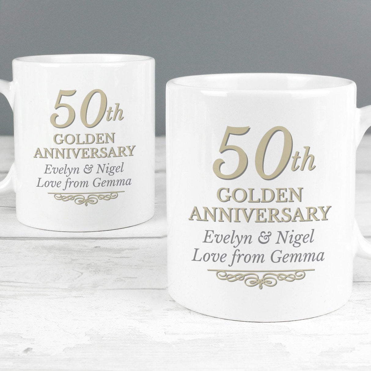 Personalised 50th Anniversary Mug Set: 1 - Mugs By Gift Moments