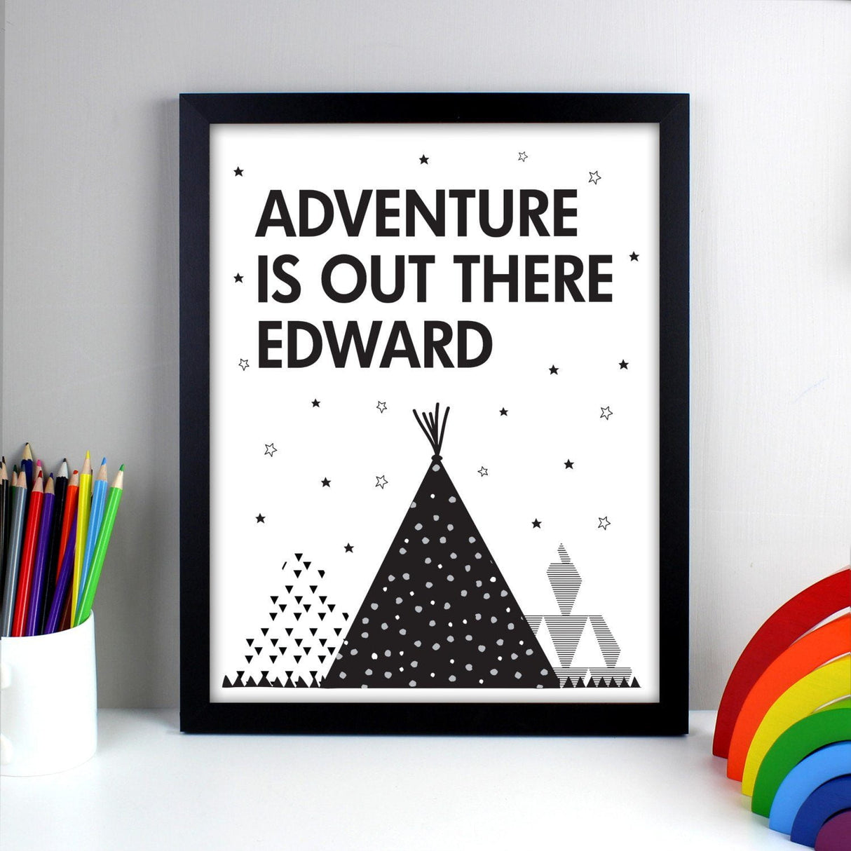 Personalised Adventure Is Out There Black Framed Print - Framed Prints at Gift Moments