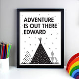 Personalised Adventure Is Out There Black Framed Print - Framed Prints at Gift Moments