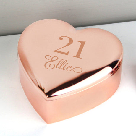 Personalised Big Age Rose Gold Heart Trinket Box - Trinket Boxes at Gift Moments