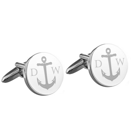 Personalised Anchor Round Cufflinks - Cufflinks & Tie Slides at Gift Moments