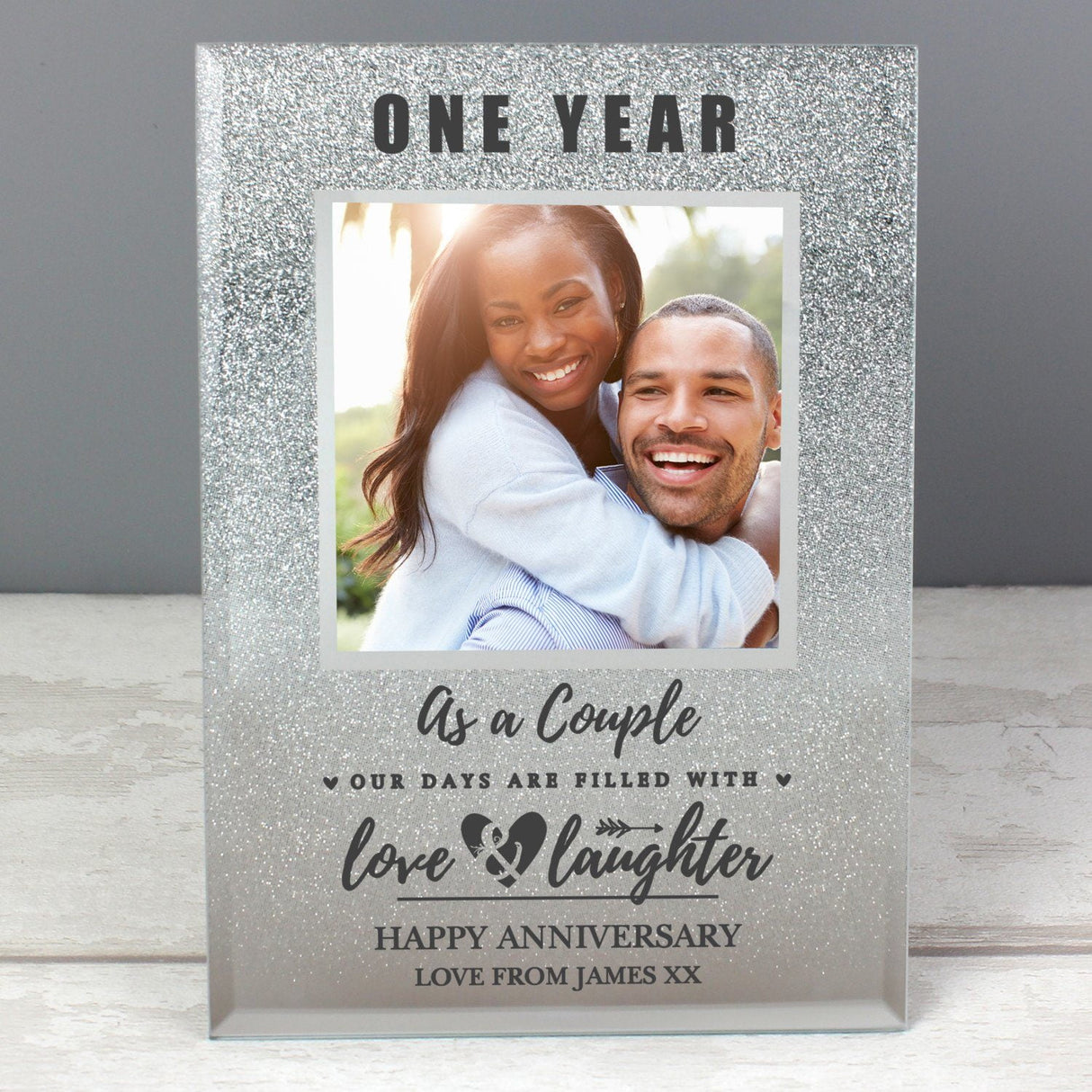 Personalised 4x4 Glitter Anniversary Photo Frame: 3 - Photo Frames By Gift Moments