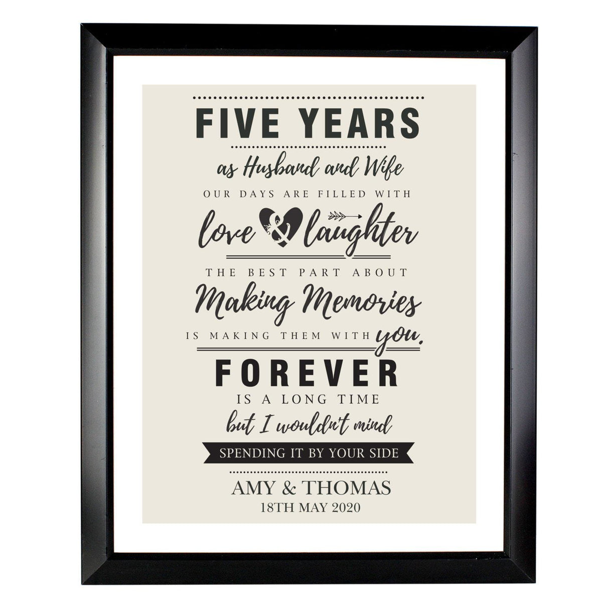 Personalised Anniversary Black Framed Print: 3 - Framed Prints By Gift Moments