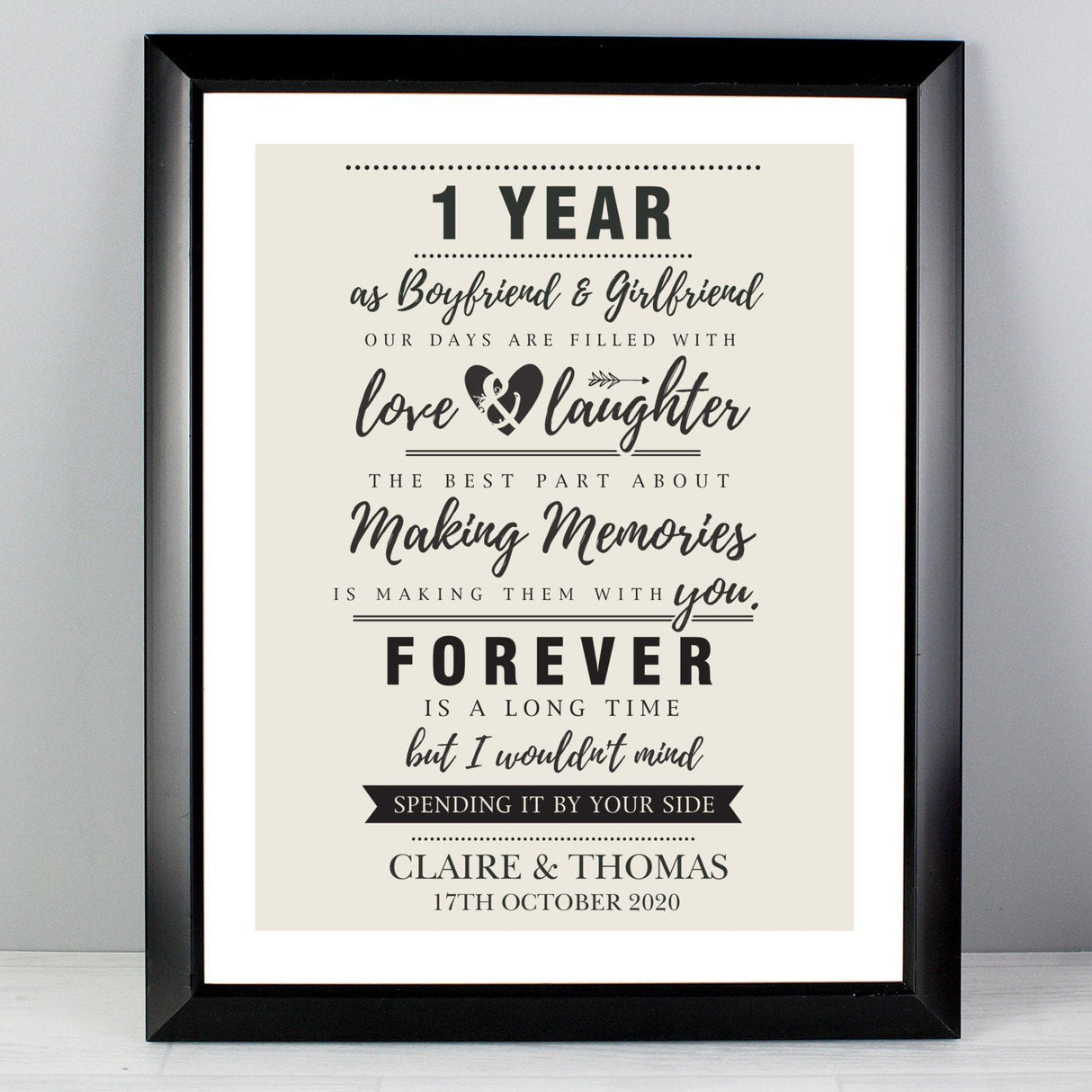 Personalised Anniversary Black Framed Print: 1 - Framed Prints By Gift Moments