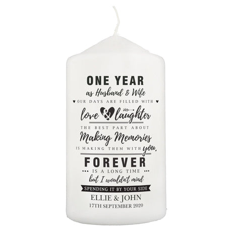 Personalised Anniversary Pillar Candle - Candles at Gift Moments