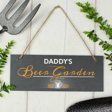 Personalised Beer Garden Printed Hanging Slate Plaque - Signs & Plaques at Gift Moments