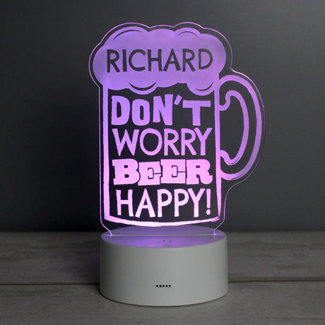 Personalised Beer Happy LED Colour Changing Light - LED Lighting at Gift Moments