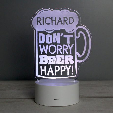 Personalised Beer Happy LED Colour Changing Light - LED Lighting at Gift Moments