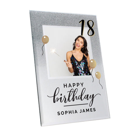 Personalised Birthday 4x4 Glitter Glass Photo Frame - Photo Frames at Gift Moments