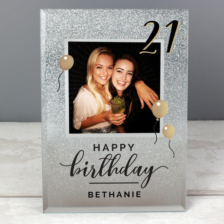 Personalised Birthday 4x4 Glitter Glass Photo Frame - Photo Frames at Gift Moments