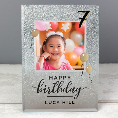 Personalised Birthday 4x4 Glitter Glass Photo Frame - Photo Frames at Gift Moments