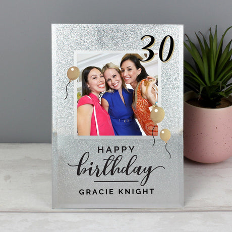 Personalised Birthday 4x4 Glitter Glass Photo Frame - Photo Frames at Gift Moments