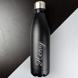 Personalised Black Metal Insulated Drinks Bottle - Water Bottles at Gift Moments