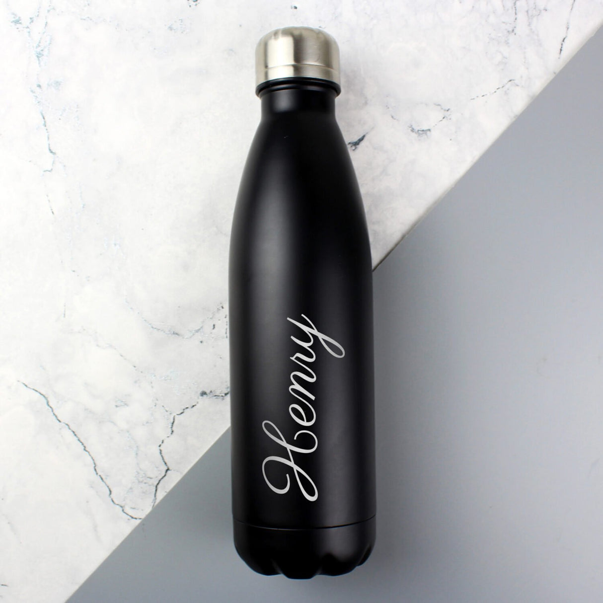 Personalised Black Metal Insulated Drinks Bottle - Water Bottles at Gift Moments