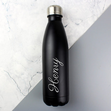 Personalised Black Metal Insulated Drinks Bottle - Water Bottles at Gift Moments