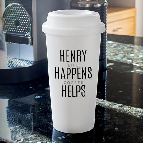 Black Slogan Double Walled Travel Mug - Gift Moments