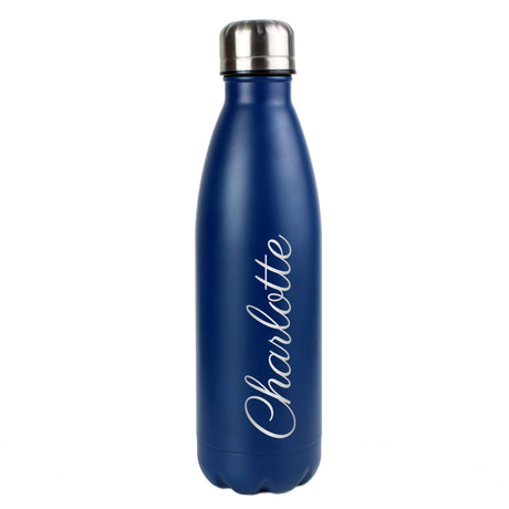 Personalised Blue Metal Insulated Drinks Bottle - Water Bottles at Gift Moments