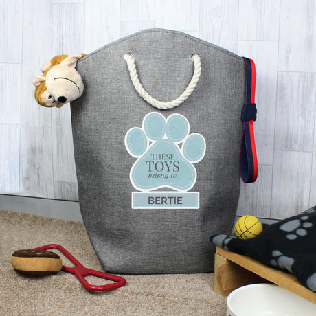 Personalised Blue Paw Print Storage Bag - Storage at Gift Moments