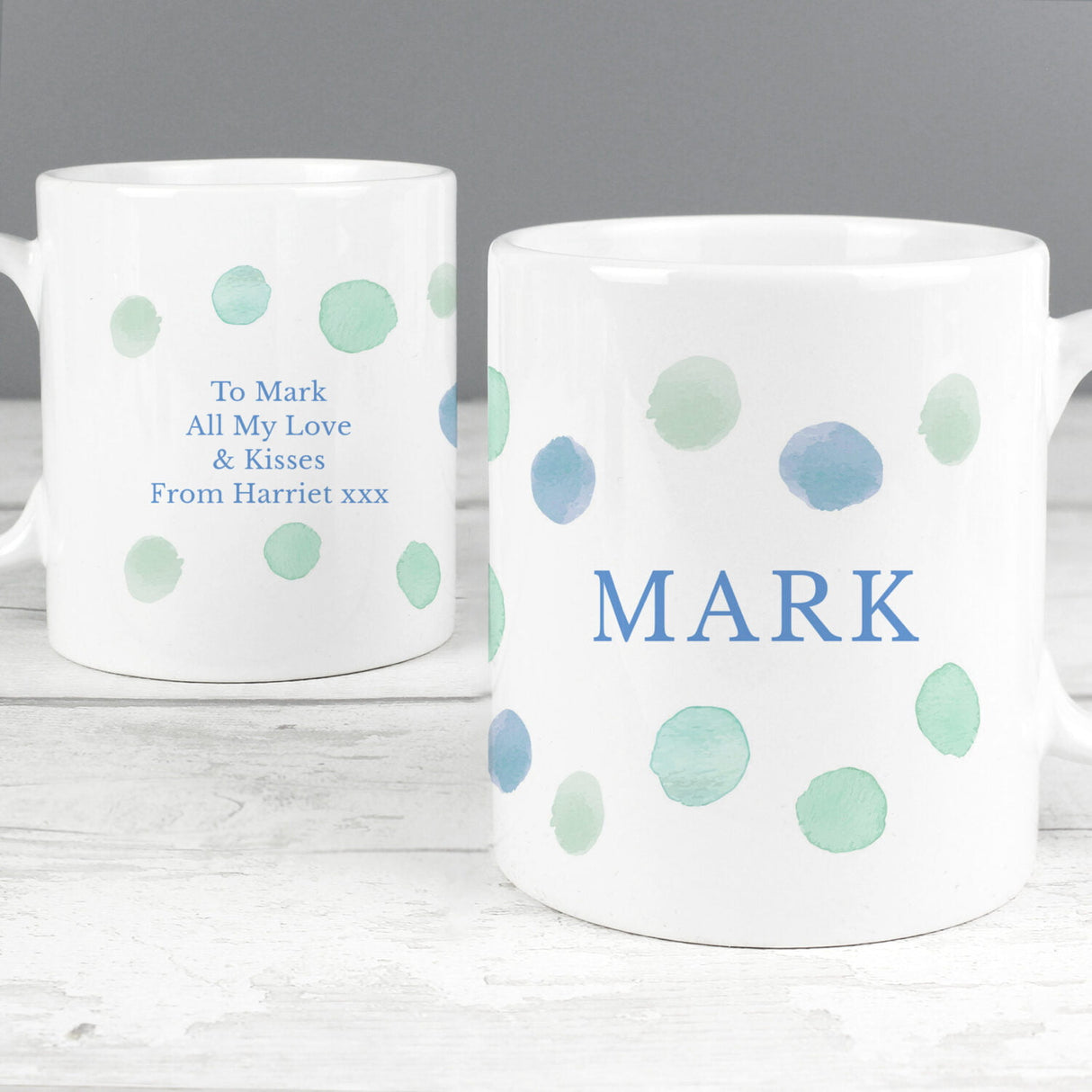 Personalised Blue Spot Ceramic Mug: 1 - Mugs By Gift Moments