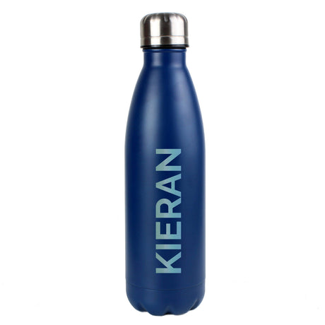 Personalised Bold Name Blue Metal Insulated Drinks Bottle - Water Bottles at Gift Moments