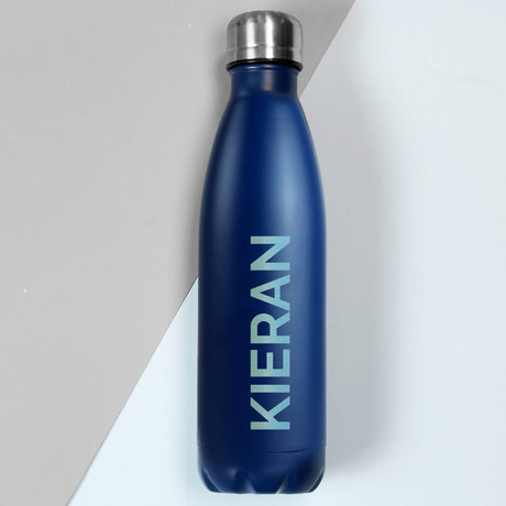 Personalised Bold Name Blue Metal Insulated Drinks Bottle - Water Bottles at Gift Moments