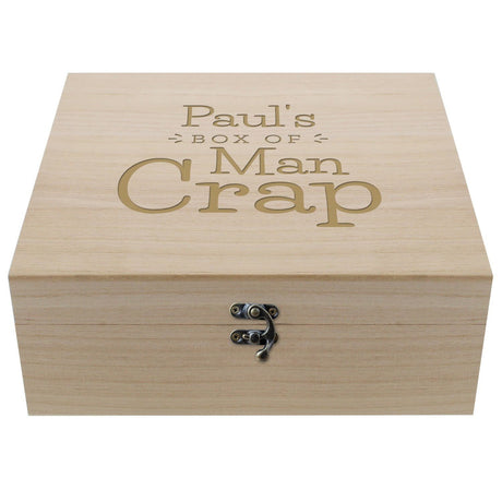 Personalised Box of Man Crap Large Wooden Keepsake Box - Keepsake Boxes at Gift Moments