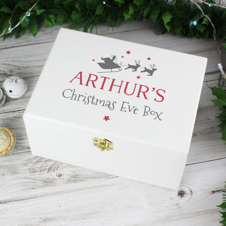 Personalised Christmas Eve White Wooden Box - Keepsake Boxes at Gift Moments