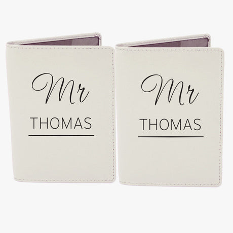 Personalised Couples Cream Leather Passport Holders: 4 - Passport Holders By Gift Moments