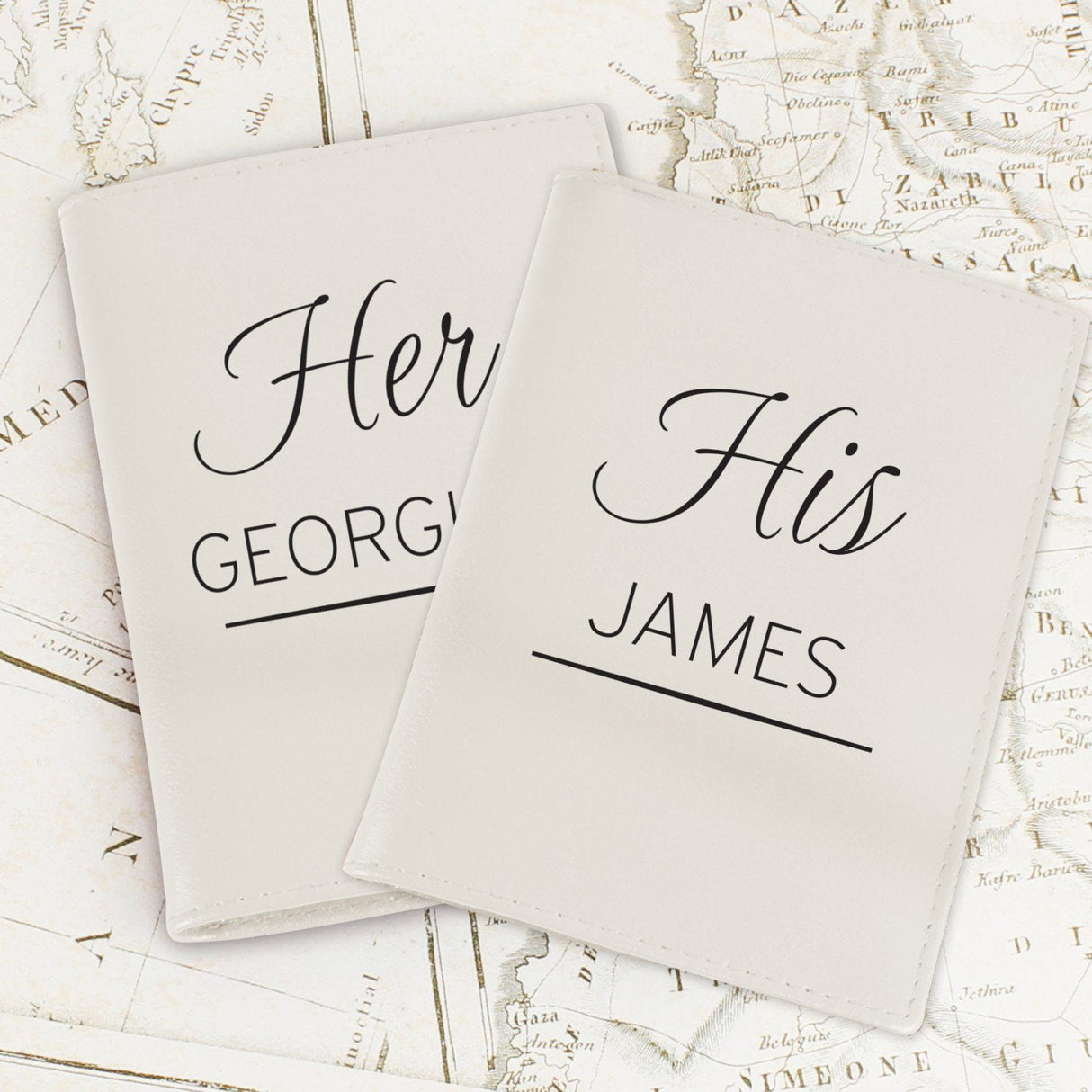 Personalised Couples Cream Passport Holders - Travel Accessories at Gift Moments