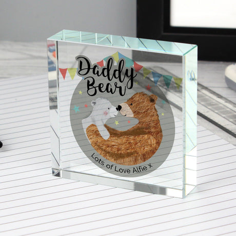 Personalised Daddy Bear Crystal Token: 2 - Crystal Tokens By Gift Moments