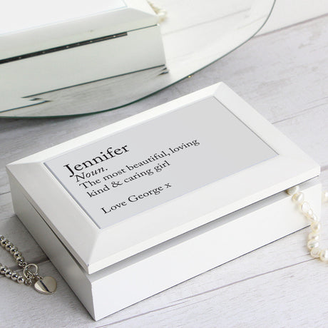 Personalised Definition White Wooden Jewellery Box - Jewellery Boxes at Gift Moments