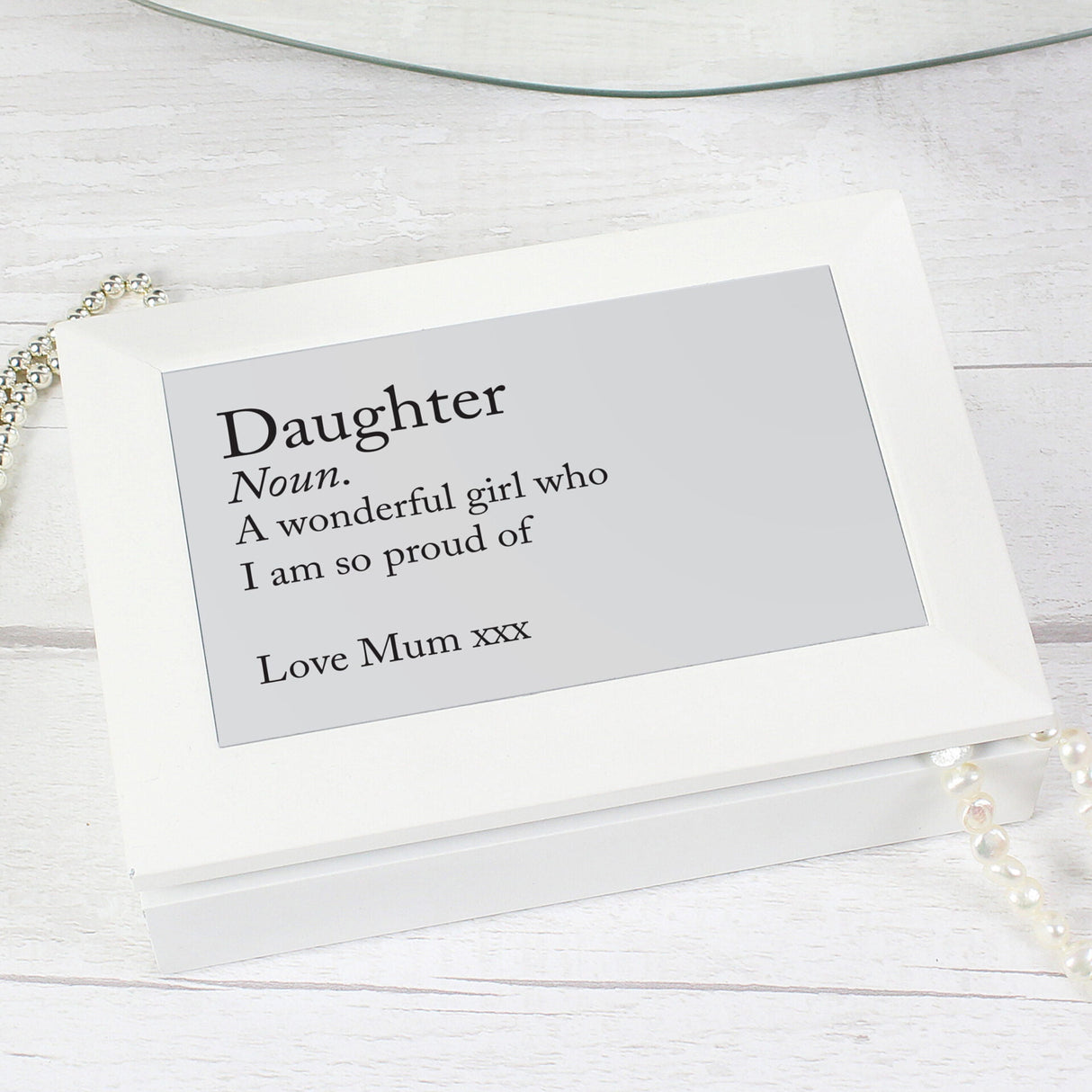 Definition White Wooden Jewellery Box - Gift Moments